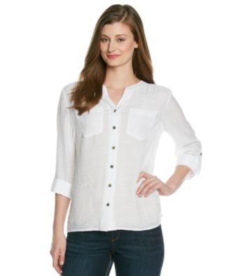 Notations® Buttonfront Y-Neck Shirt