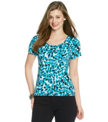 Notations® Scoopneck Allover Print Shirt