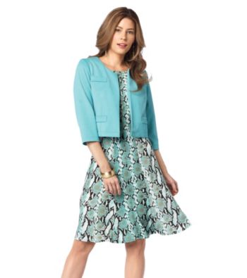 Perceptions Reptile Print Knit Dress with Jacket