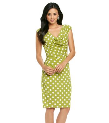 Ronni Nicole® Dot Print Drapeneck Dress