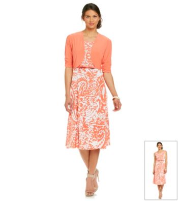Perceptions Printed Belted Dress With Jacket