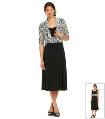 Perceptions Print Sheer Knit Jacket Dress