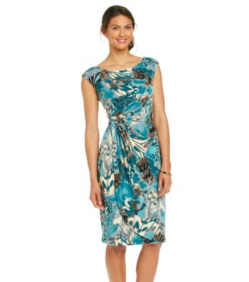 Connected® Printed Side-Drape Dress
