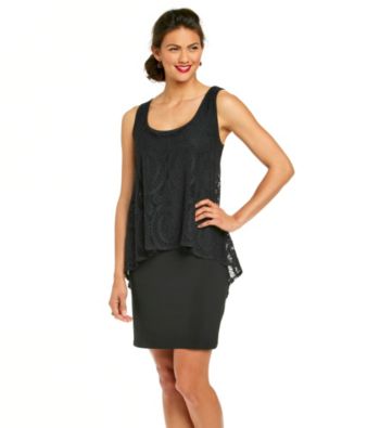 S.L. Fashions Lace Overlay Sheath Dress