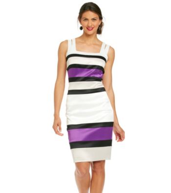 Sangria™ Stretch Satin Colorblock Dress