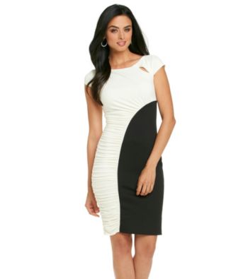 Sangria™ Two-Tone Ruched-Side Dress