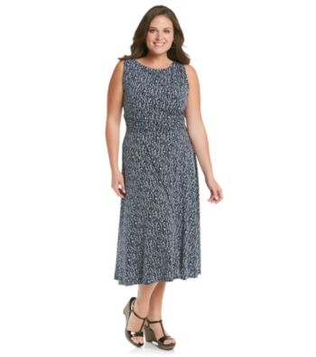 Jessica Howard® Plus Size Printed Ruched-Waist Dress