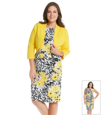 Jessica Howard® Plus Size Floral Print Dress With Sweater