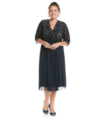 Jessica Howard® Plus Size Lace Surplice Ruched Waist Dress