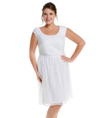 London Times® Plus Size Full Skirt Lace Dress