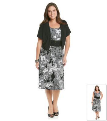 Perceptions Plus Size Print Knit Jacket Dress