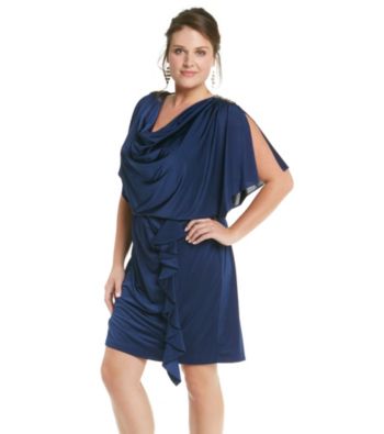 R & M Richards® Plus Size Silky Blouson Dress