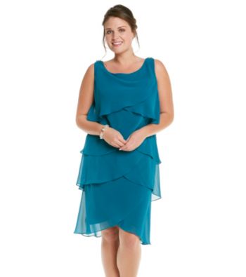 S.L. Fashions Plus Size Chiffon Tiered Dress