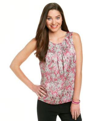 Kasper® Printed Pleat Neck Cami