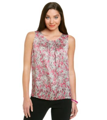 Kasper® Plus Size Printed Pleat Neck Cami