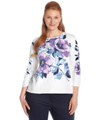 Alfred Dunner® Plus Size Floral Shine Sweater