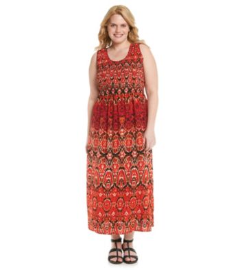 Notations Plus Size Printed Long Maxi Dress Women's