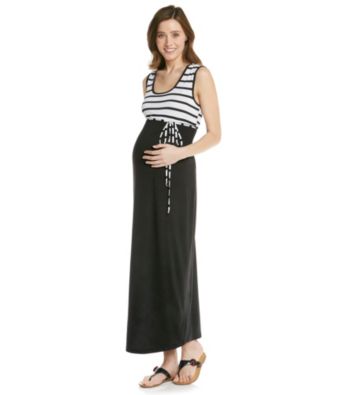 Three Seasons Maternity™ Stripe & Solid Maxi Dress
