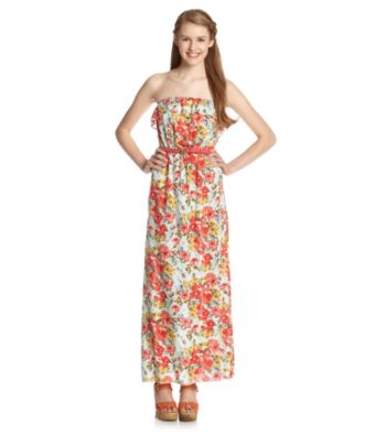 Trixxi Juniors' Belted Floral Maxi Dress Women's