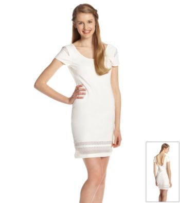 Rampage® Juniors' Ivory Cap Sleeve Lace Cutout Dress