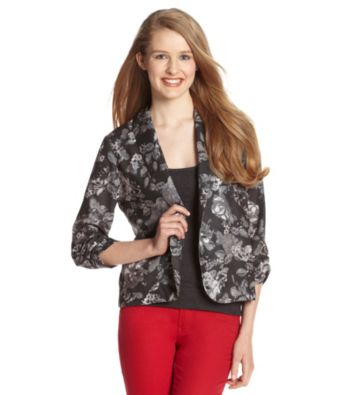 Eyeshadow® Juniors' Cinched Sleeve Floral Blazer