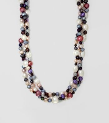 Effy® Sterling Silver and Multi Color Freshwater Pearl Triple Strand Bracelet