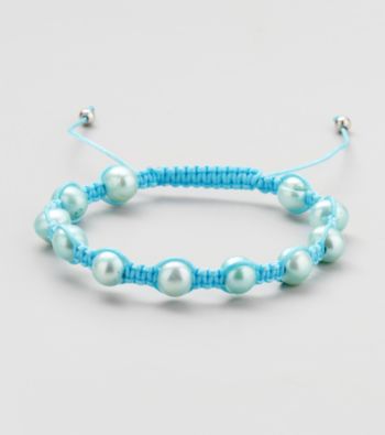 Designs by FMC Freshwater Light Blue Pearl Macrame Adjustable Bracelet