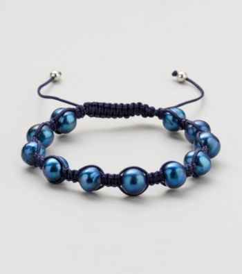 Designs by FMC Royal Blue Freshwater Blue Pearl Macrame Adjustable Bracelet
