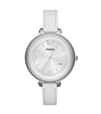 Fossil® Women's Heather White Leather Watch