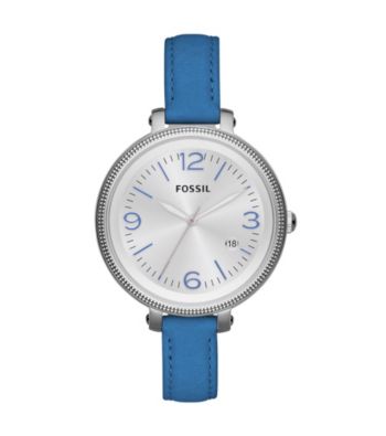 Fossil® Women's Heather Blue Leather Watch