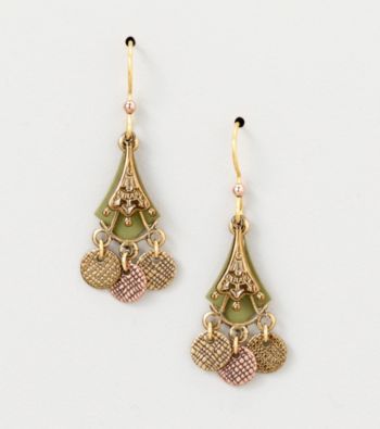Silver Forest® Mixed Metal Dangles Earrings with Green