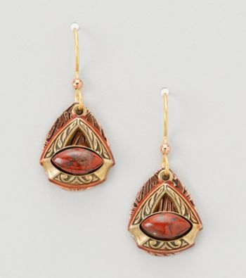 Silver Forest® Layered Marquise Earrings with Poppy Jasper