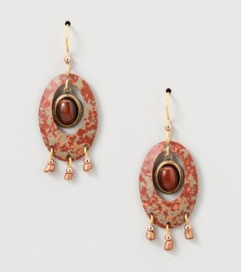 Silver Forest® Red Oval Earrings with Red Tigereye