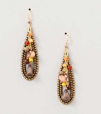 Silver Forest® Goldtone Oval Earrings with Multi Beads