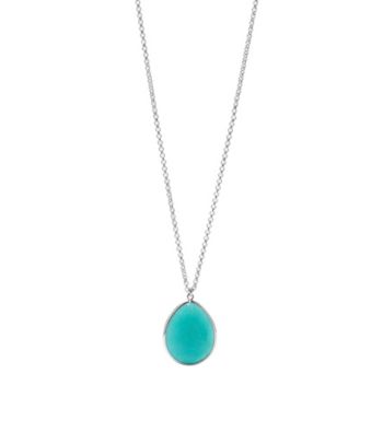 Fossil® Turquoise Tear Drop Pendant Necklace on Silvertone Chain