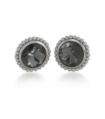 Carolee® Color Blocked Grey Button Clip On Earrings