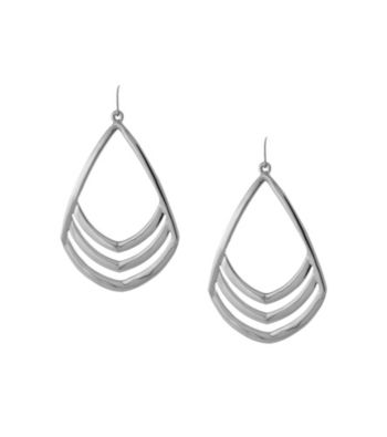 Vince Camuto™ Silvertone Chevron Drop Hoop Earrings
