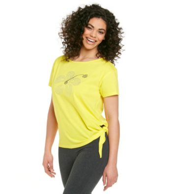 Sleep Riot™ Yellow Bloom Knit Side Tie Embellished Top