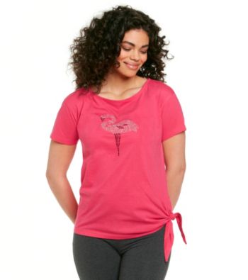 Sleep Riot™ Pink Flamingo Knit Side Tie Embellished Top