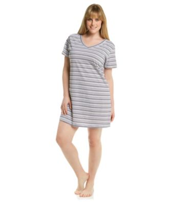 Jockey® Plus Size Striped V-Neck Sleepshirt