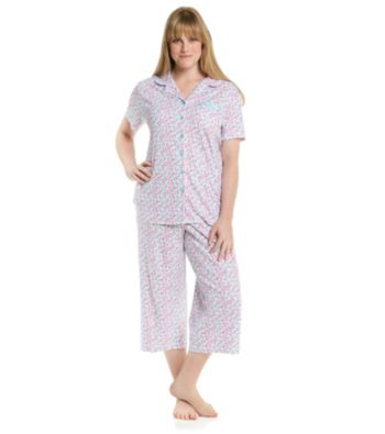 KN Karen Neuburger Pink and Blue Ditsy Knit Girlfriend Pajama Set
