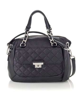 Calvin Klein® Black Geneva Leather Quilt Satchel