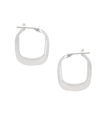 Kenneth Cole® Shiny Silvertone Small Rectangle Hoop Earrings