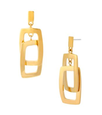 Kenneth Cole® Shiny Goldtone Rectangle Link Drop Earrings