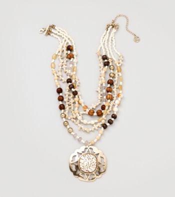 Erica Lyons® Brown Multi/Goldtone Sahara Necklace