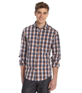 John Bartlett Consensus Men's Orange Papaya Plaid Button Down Shirt