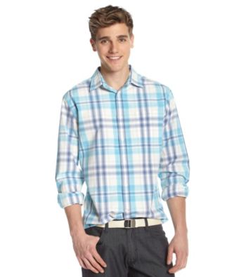 John Bartlett Consensus Men's Turq Ombre Plaid Button Down Shirt