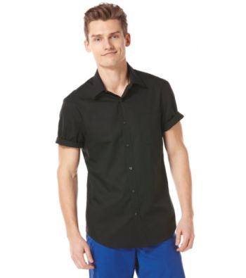 Perry Ellis® Men's Black Short Sleeve Dobby Woven