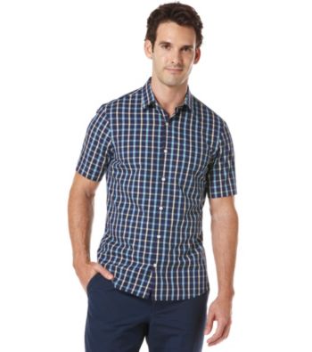 Perry Ellis® Men's Amalfi Short Sleeve Slim Bright Plaid Woven