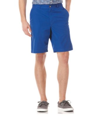 Perry Ellis® Men's Coastal Blue Solid Cotton Flat Front Short